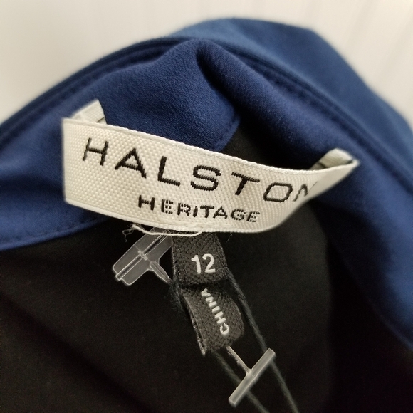 Halston Heritage Women's 12 Blue Strapless Tiered Embroidery Detail Dress Silk - Picture 8 of 13